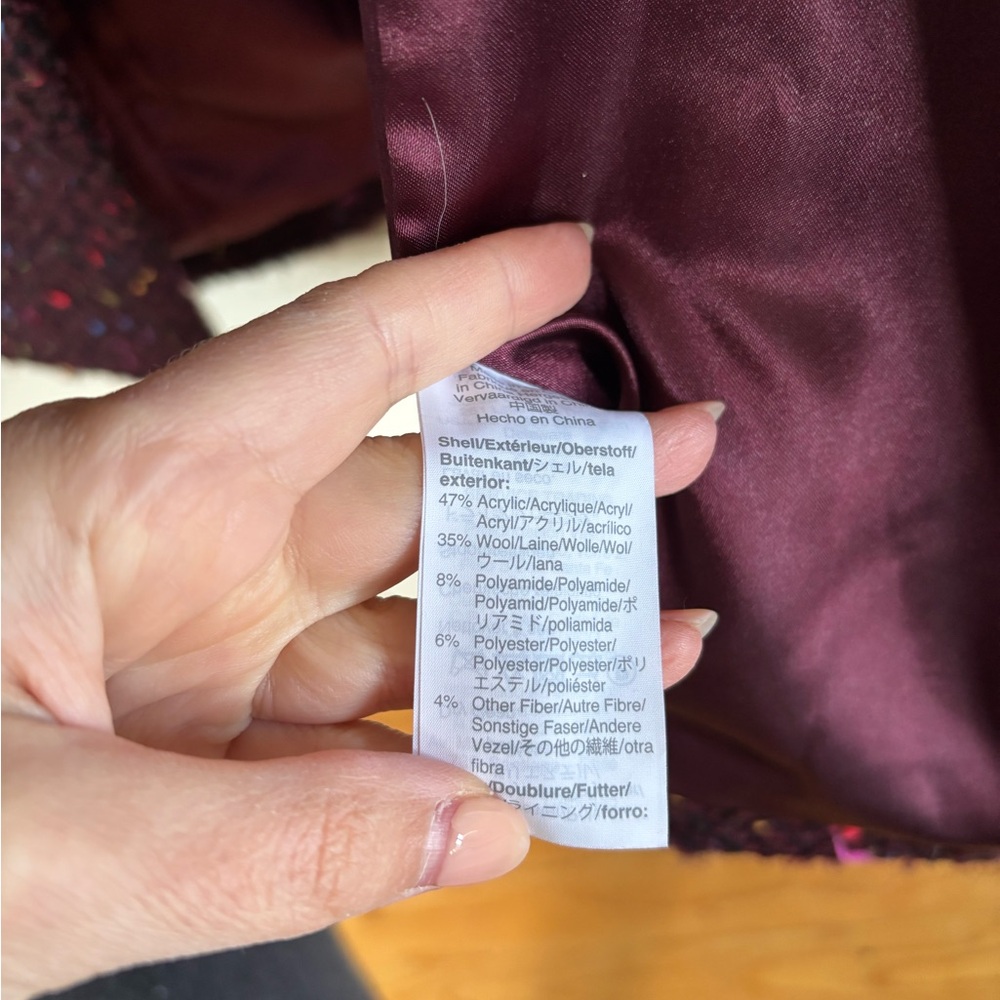 J. Crew Daphne topcoat in burgundy multicolor tweed - Picture 8 of 8